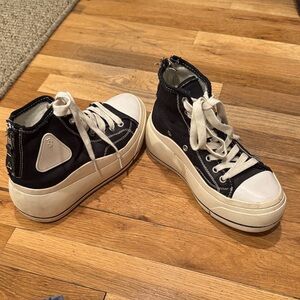 Stylish distressed R13 Black High-Top Women's Sneakers sz 6 woman